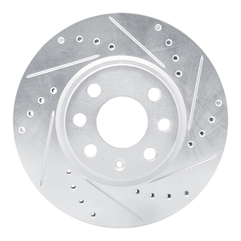 Chevrolet Corsa Brake Rotor (1) - Front Right - R1 Concepts - Drilled & Slotted - Silver - `02-`17